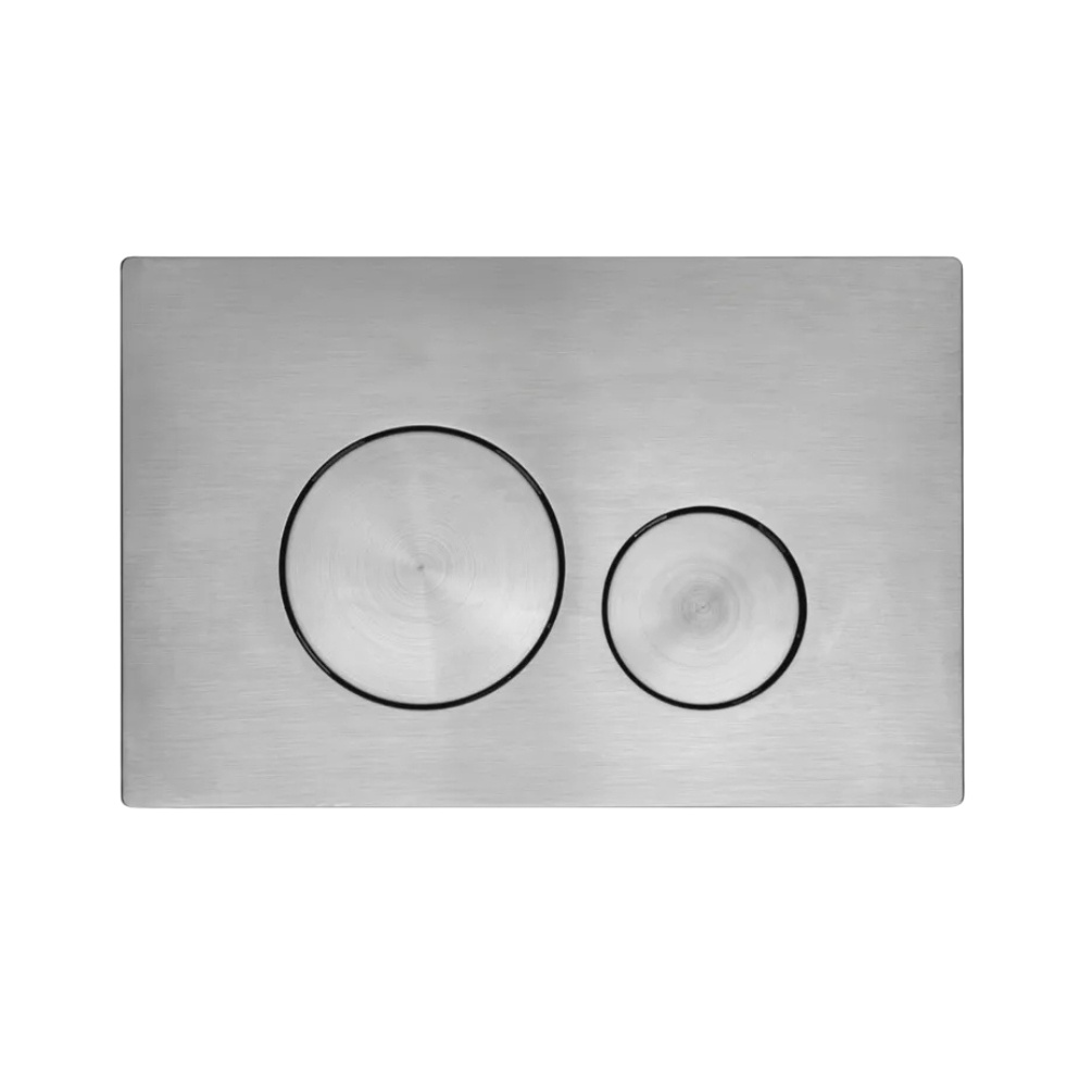 Product cut out image of the Tavistock Circles Brushed Nickel Dual Flush Push Plate